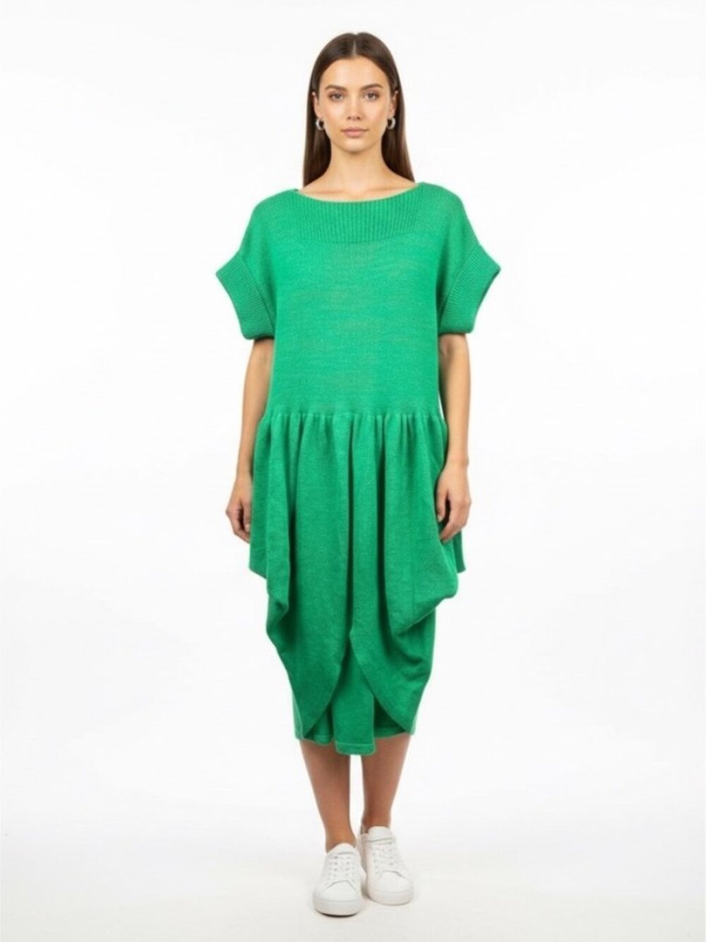Vintage Lucie Bournival Kelly Green Short Sleeve Sweater Dress Size L